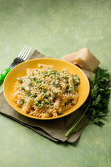 pasta with parmesan cheese and parsley