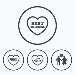 Valentine day love icons. Best girlfriend.