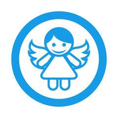 Icono plano angel en circulo color azul