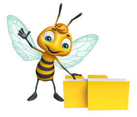 Bee cartoon character with folder