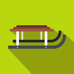 Winter sled icon, flat style