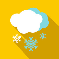 Snow and cloud icon, flat style