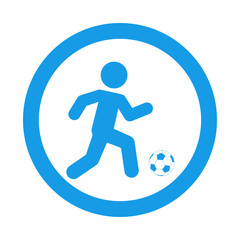 Icono plano futbolista en circulo color azul © teracreonte