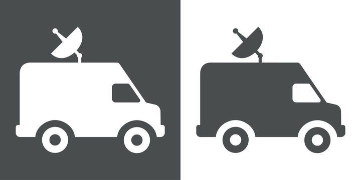 Icono plano furgoneta con antena parabolica