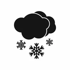 Fototapete Rund Cloud and snow icon, black simple style © juliars