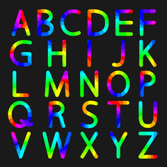 Rainbow letters of the alphabet, vector illustration.