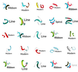 Set of abstract ribbon logo icons