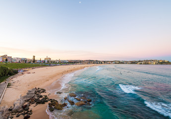 Fototapeta premium Overlooking Bondi Beach in Sydney during the sunset.