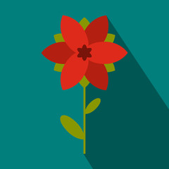 Red flower icon in flat style