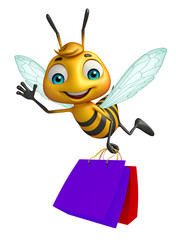 cute  Bee cartoon character with shopping bag
