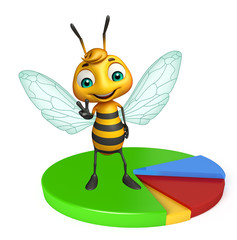 fun Bee cartoon character with circle sign