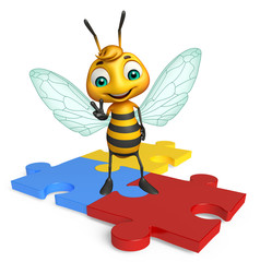 fun Bee cartoon character  with puzzle