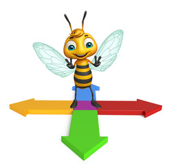 cute Bee cartoon character with arrow