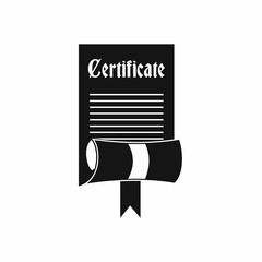 Certificate icon in simple style 