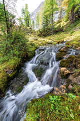 Fototapeta na wymiar Beautiful mountain stream in the Dolomites