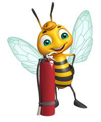 fun Bee cartoon character  with fire extinguisher