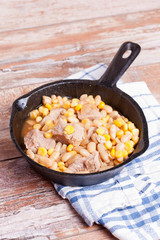 Meat stew with beans and corn