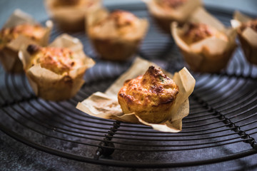 freshly baked corncake on cooling tray