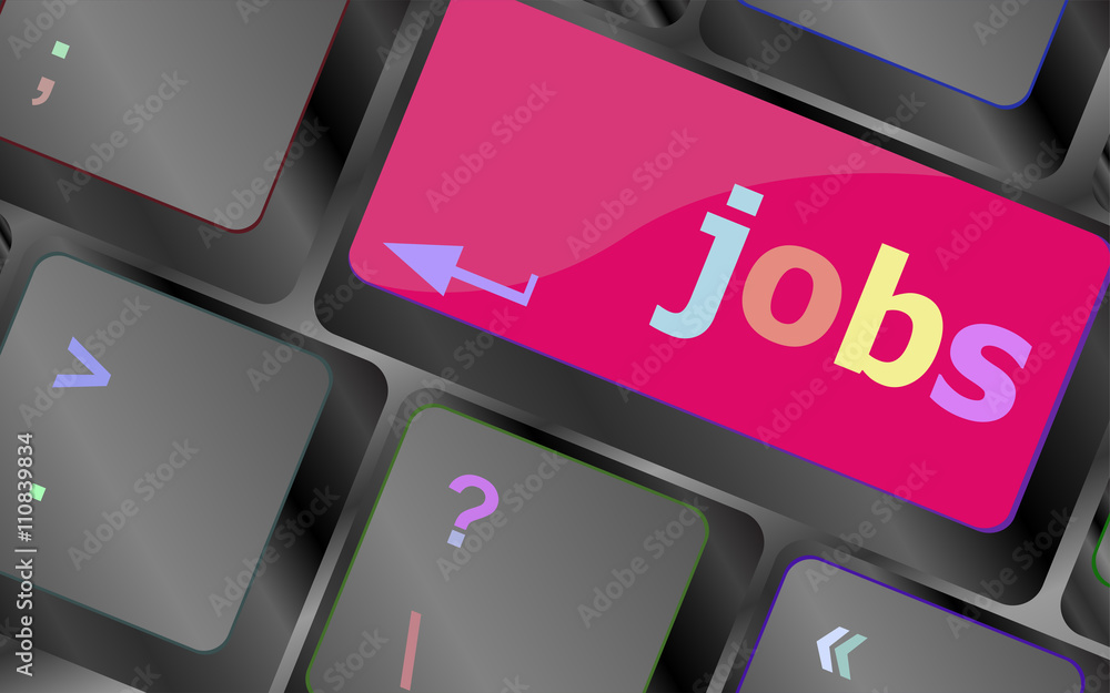Poster computer keyboard with job enter key - business concept vector keyboard key. keyboard button. vector