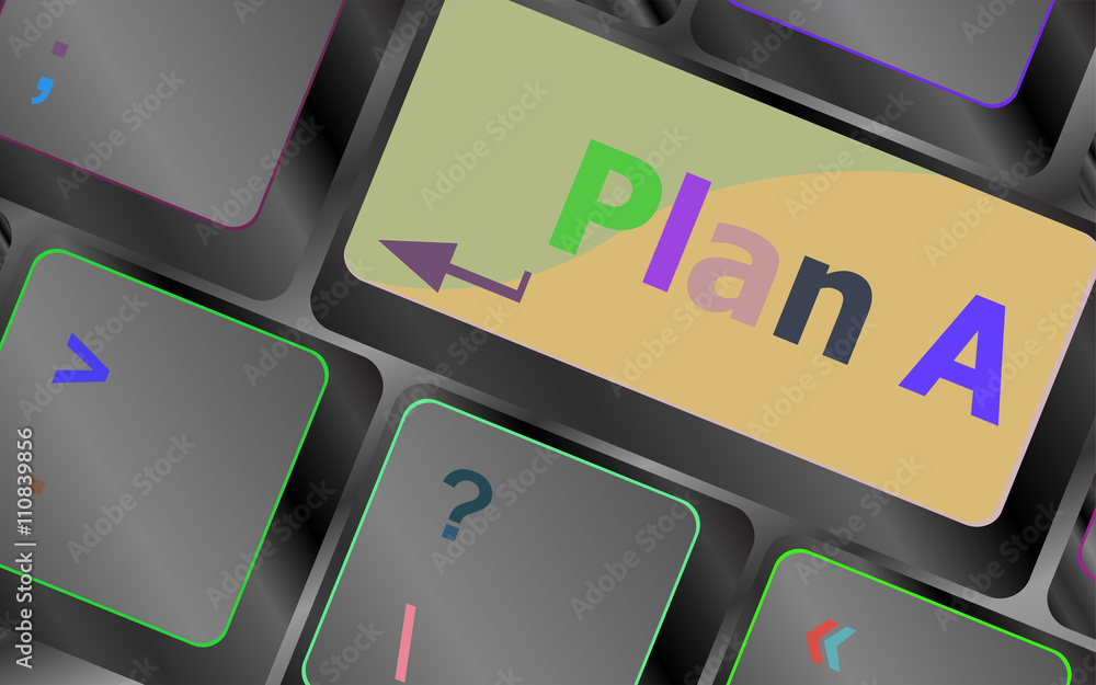 Poster plan a key on computer keyboard - internet business concept vector keyboard key. keyboard button. ve