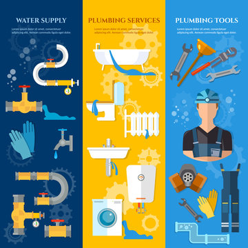 Professional plumber banners plumbing repair plumbing tools