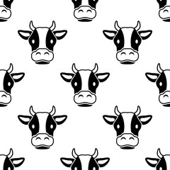 Icono plano patrón con cabeza de vaca sobre fondo blanco