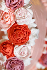 Birthday cake with red roses.