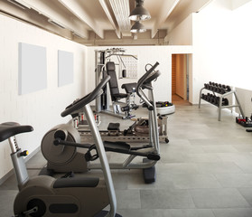 Fototapeta na wymiar Modern house interior, fitness area