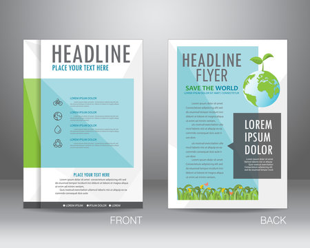 ecology brochure design template, vector
