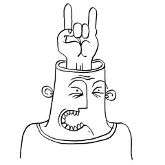 Vector conceptual illustration of rocker. Monochrome hand drawn