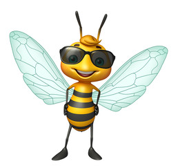 cute Bee cartoon character with sunglass