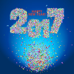 New Year 2017 celebration background with confetti