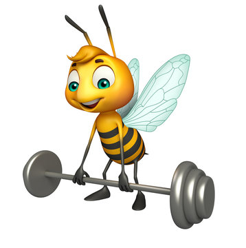cute Bee cartoon character with Gim equipment