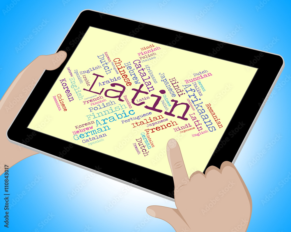 Poster latin language shows communication foreign and languages