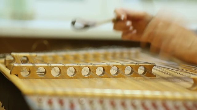 Woman playing the dulcimer in the College of Music