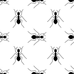 Icono plano patrón con hormigas sobre fondo blanco