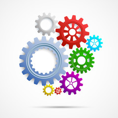 Colorful Gears on white isolated background