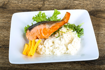 Roasted salmon steak