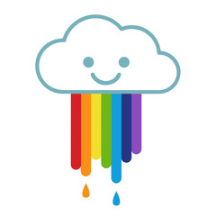 Cartoon cloud with rainbow. Icon