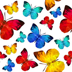 Polygonal butterfly. Seamless wallpaper