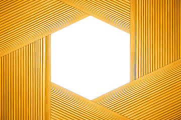 Hexagon Frame Light Brown Wood Isolated on white background.