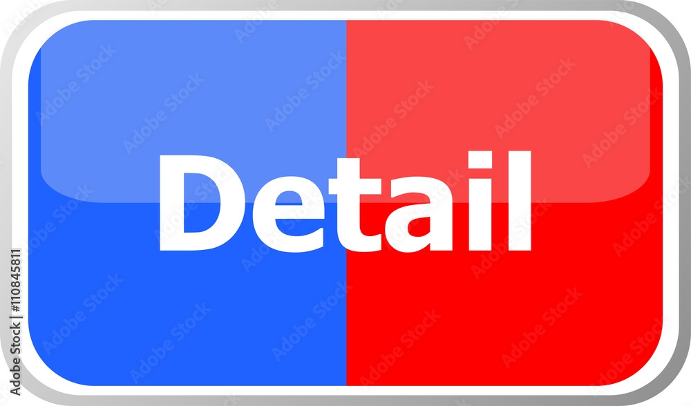 Poster detail word on vector web button icon isolated on white. flat icon vector illustration.