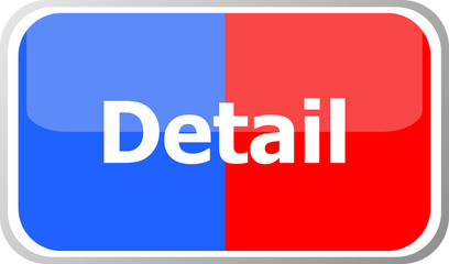 detail word on vector web button icon isolated on white. flat icon vector illustration.