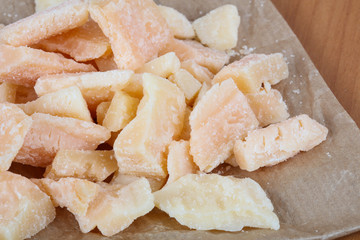 Cutting parmesan cheese