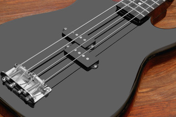 black bass guitar detail