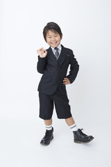 新学期の男の子　白背景