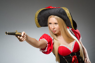 Woman in pirate costume - Halloween concept