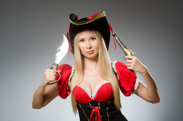 Woman in pirate costume - Halloween concept