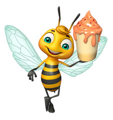 fun Bee cartoon character  with ice cream