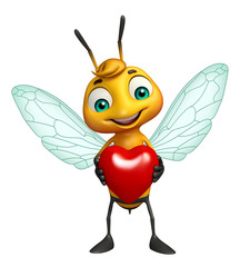 fun Bee cartoon character with heart
